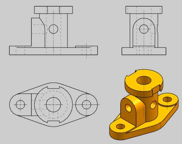 画出如下图所示的零件的三视图.