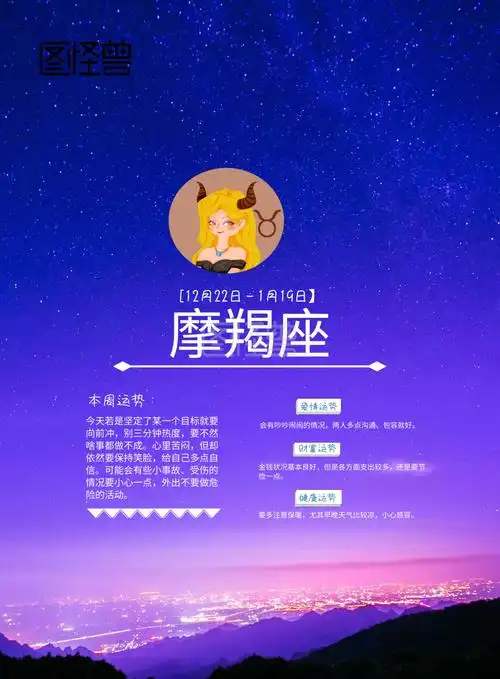 星座运势手机海报运势摩羯座星空