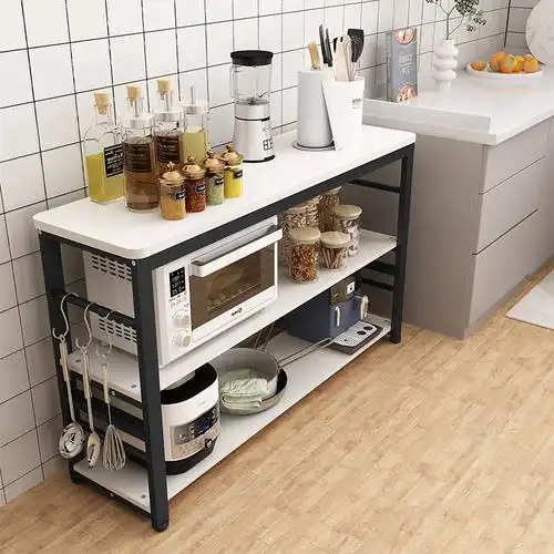 厨房置物架多层落地家用切菜桌微波炉烤箱收纳置物架长桌子切菜台