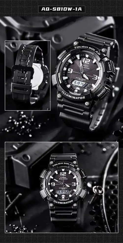 卡西欧联名手表男女时尚太阳能运动防水夜光学生双显电子表aeq-11