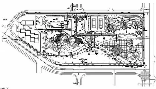 某小区休闲广场给排水平面布置图:小区设计