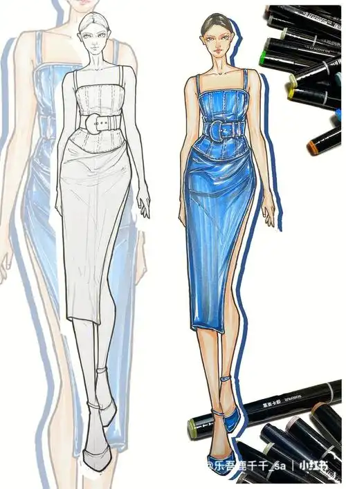 马克笔时装画手绘carolinaherrera