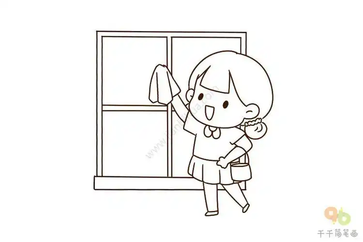 学校大扫除画简笔画