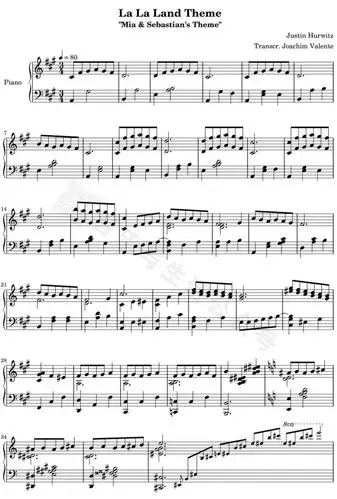 《la la land》一个很好听的钢琴独奏版~,附谱