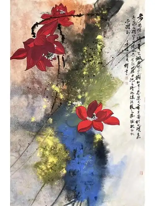 传统文化  #国画  #泼墨泼彩  #荷花