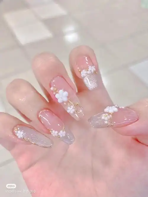 穿戴甲夏季手工美甲成品假日系法式仙女小百花孕妇新娘甲指甲贴片