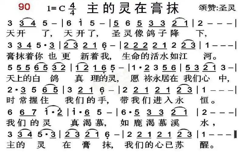 下载0090主的灵在膏抹歌谱