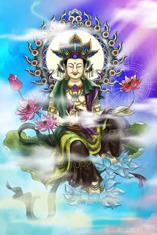 威德观音是三十三观音之一.左手持莲华,坐于岩上之像也.