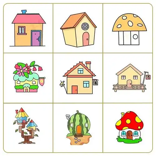 【简笔画】72种超可爱的小房子简笔画,留着教小朋友!