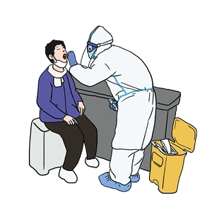 核酸检测捅喉咙卡通图免抠素材