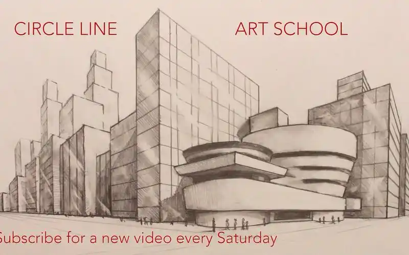 【painting】2点透视画街景(古根海姆博物馆ny)