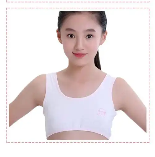 【3件装】女童内衣小背心纯棉 发育期白黑色吊带式9-12岁女孩学生文胸