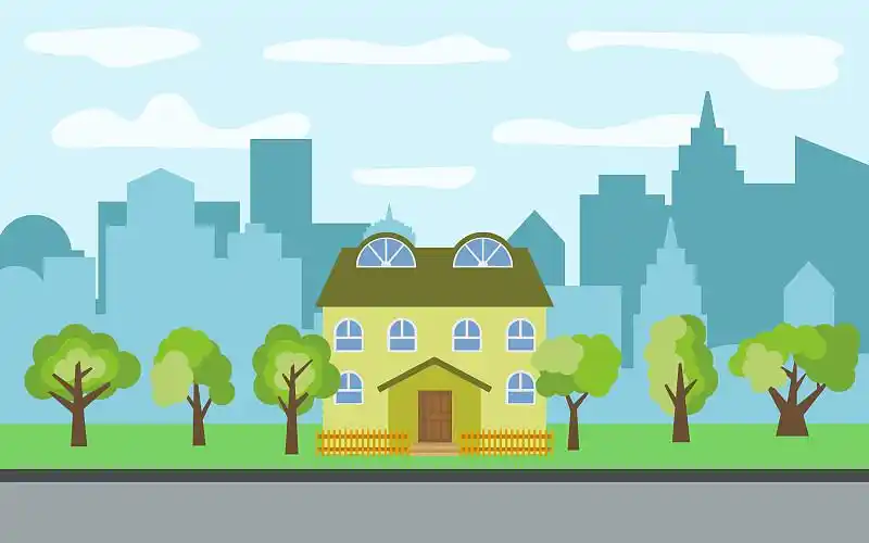 有两层卡通房子的城市图片