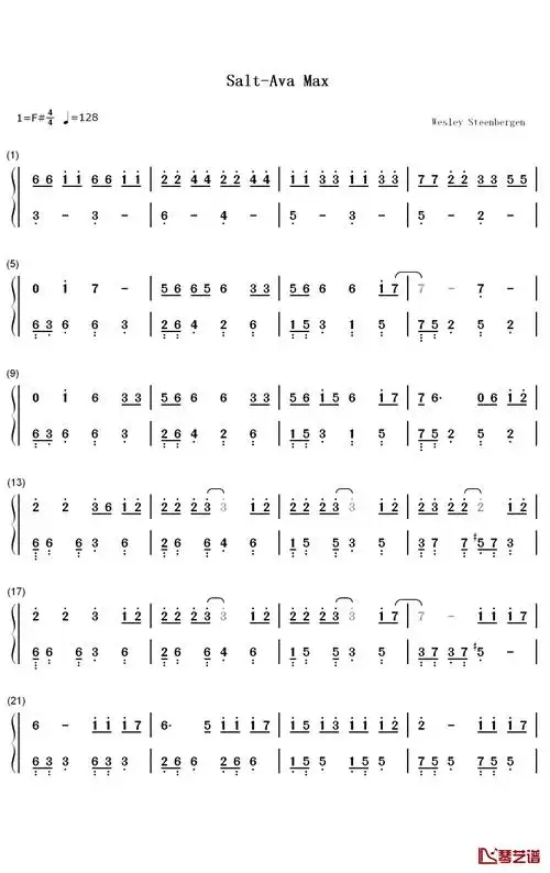 salt钢琴简谱-数字双手-ava max1