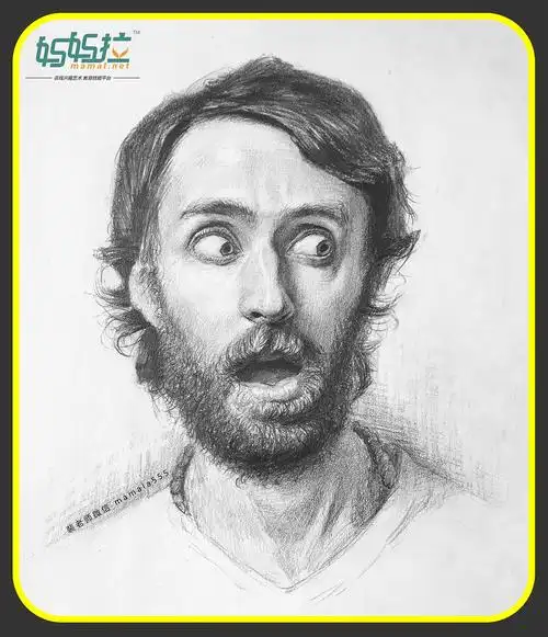 素描人物头像男青年正面