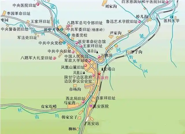 延安革命遗址地图