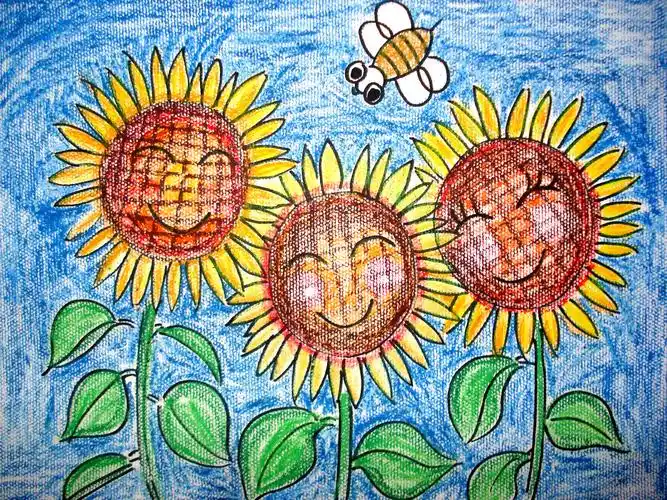 向日葵-蜡笔画图集图片_儿童蜡笔画_少儿图库_中