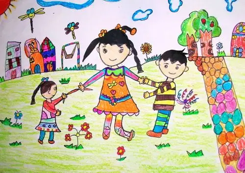 和小朋友们做游戏/少儿绘画作品/儿童画/网络美术馆_中国少儿美术教育