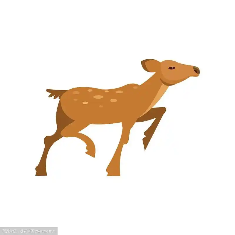休闲的梅花子鹿奔跑的野生动物卡通