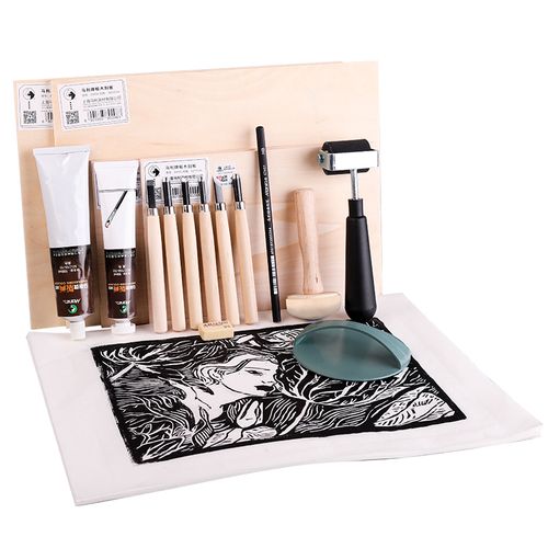 版画工具马利木刻件套8件套刀马刻版油画颜料