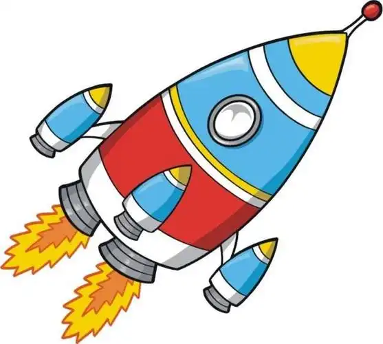 宝贝们涂完背景后用绘画笔把火箭形状设计一下,如:火箭的分级,功能