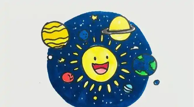 五大行星简笔画儿童画