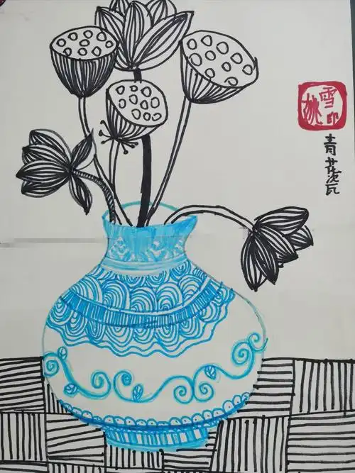 高新十小四年级拓展课《青花瓷》学生作品