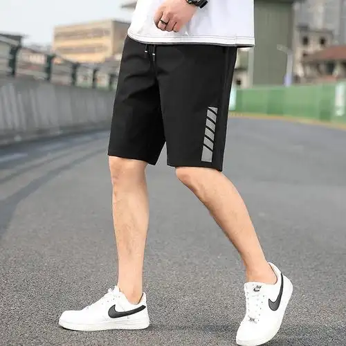 狼爪五分裤男夏季薄款宽松冰丝外穿休闲运动潮流夏天马裤大码男士短裤