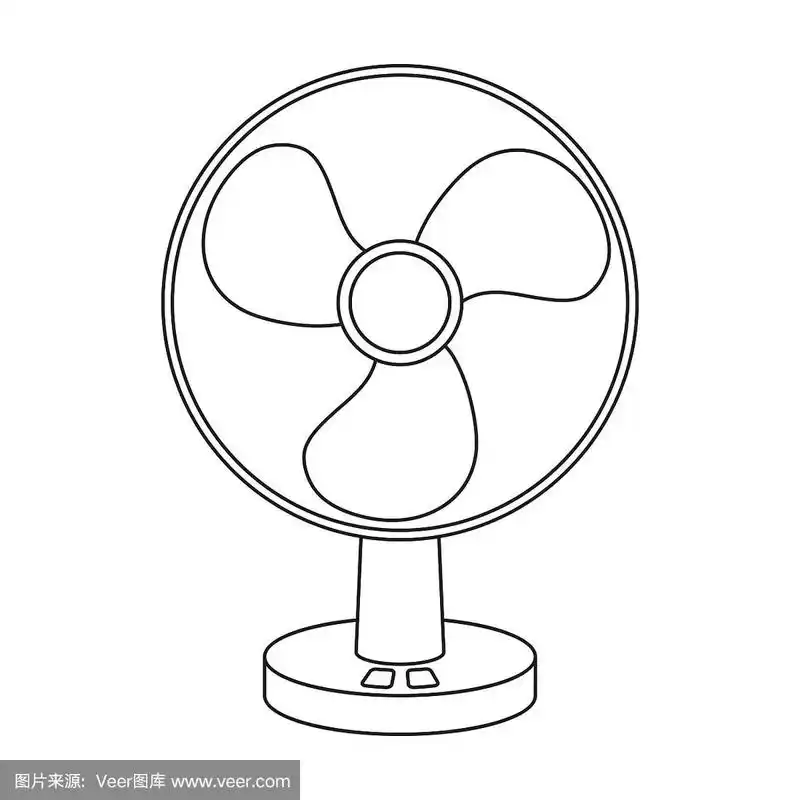 轮廓,白色背景,分离着色,高雅,电扇
