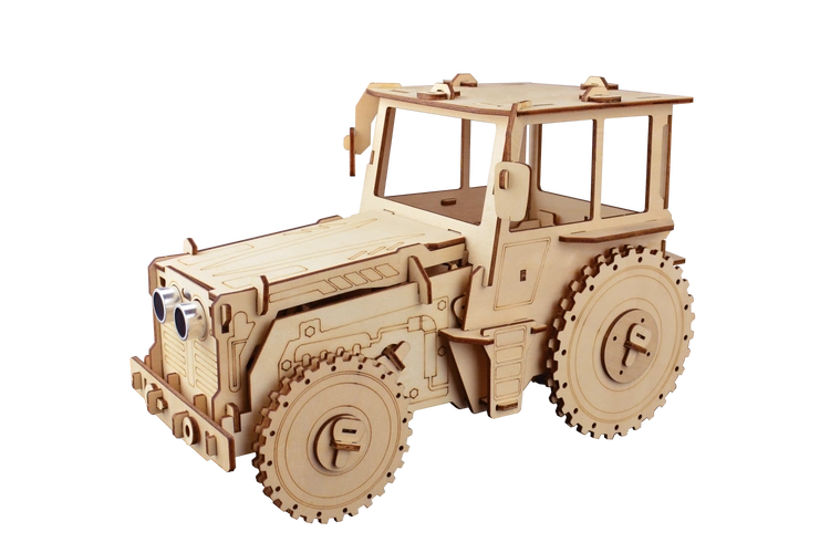 避障老爷车木质拼装互动模型