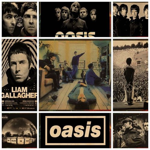 绿洲乐队海报 oasis复古怀旧牛皮纸欧美摇滚装饰贴画宿舍寝室壁纸