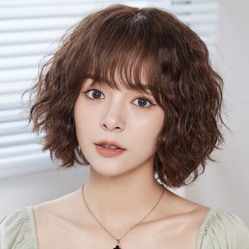 假发女短发真发羊毛卷短卷发假发套女全头逼真蓬松自然全头套卷发