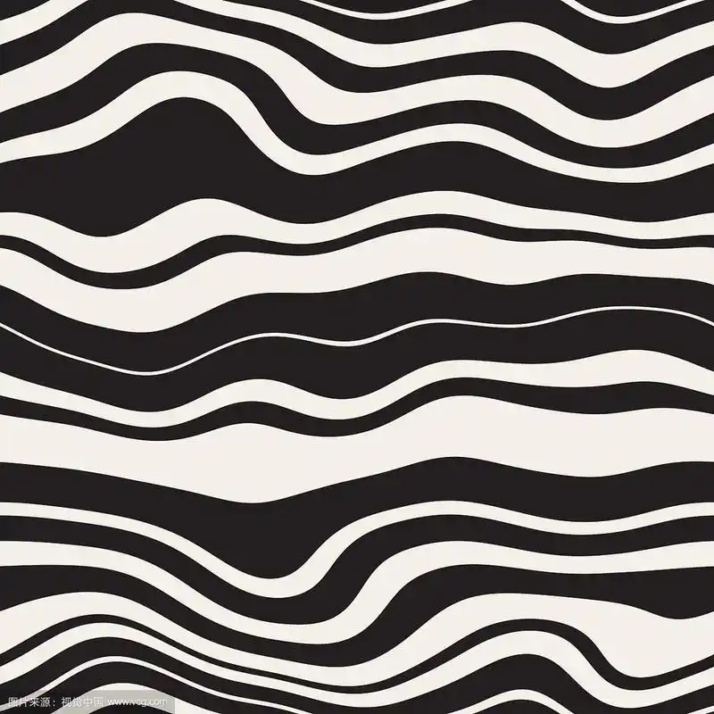 无缝黑白波浪平行