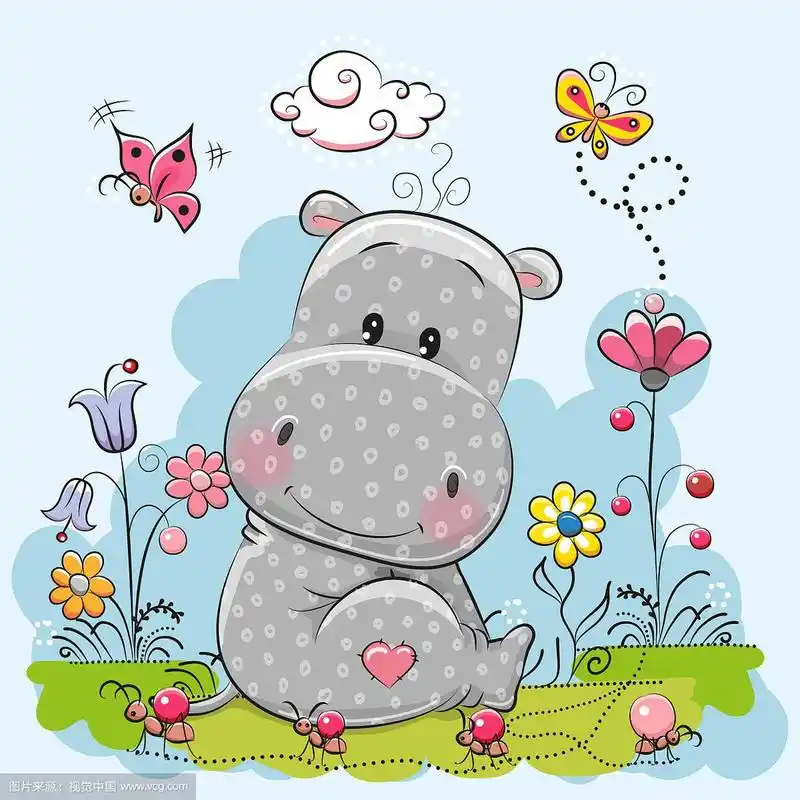 可爱的卡通河马