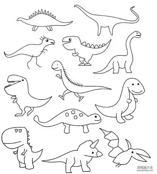 简笔画恐龙简笔画恐龙可爱呆萌