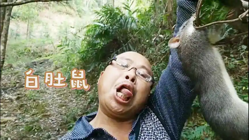 大叔为民除害,用捕鼠神器了捕获了一只白肚鼠,还把它教训了一番