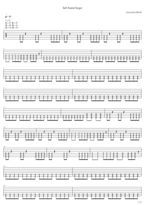 salt sweat sugar 吉他谱