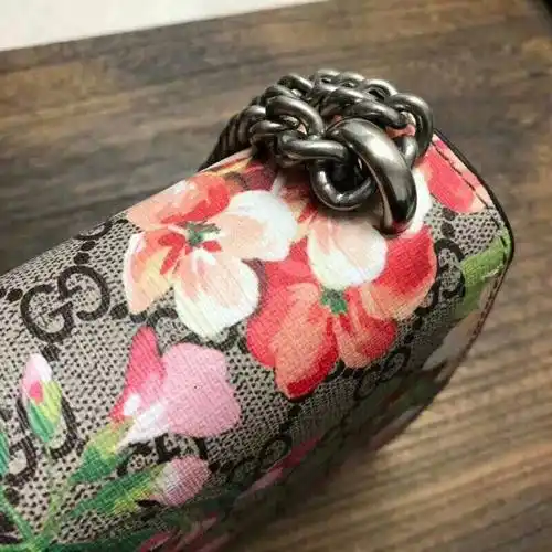 gucci古驰天竺葵印花系列酒神包_【99新】新_1229元_中号码-心上