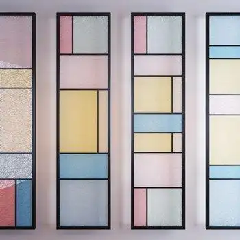 现代冰裂玻璃隔断组合