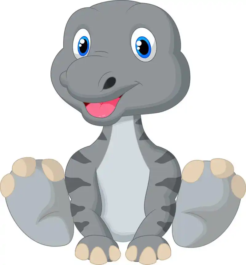 小恐龙,坐在白色背景上的可爱的小宝贝恐龙卡通