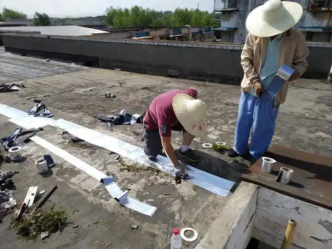 十陵江华社区物业服务中心2019年5月21日43栋屋顶防水补漏工作纪实