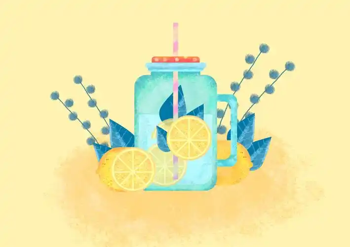 清凉柠檬水扁平插画
