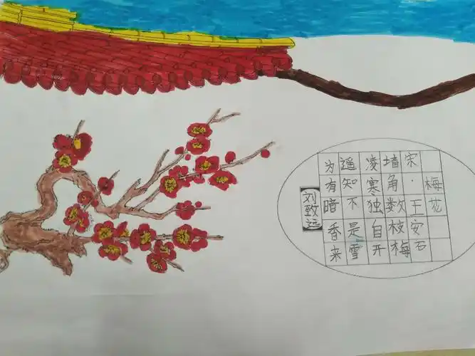 小雨滴班走进冬天系列之五 ――诗配画《梅花》