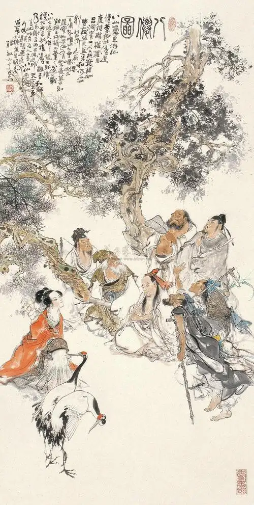 韩敏戊辰1988年作八仙图立轴