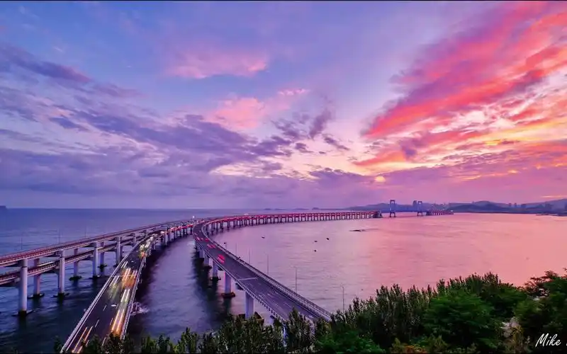 大连星海湾大桥.日落