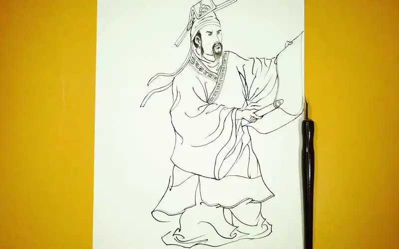 钢笔手绘一百单八将人物吴用