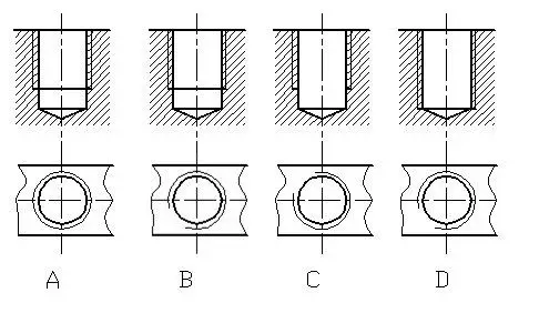 4, 问题:关于螺孔的四种画法,正确的是:答案: 【(a)正确,(b)错误】d