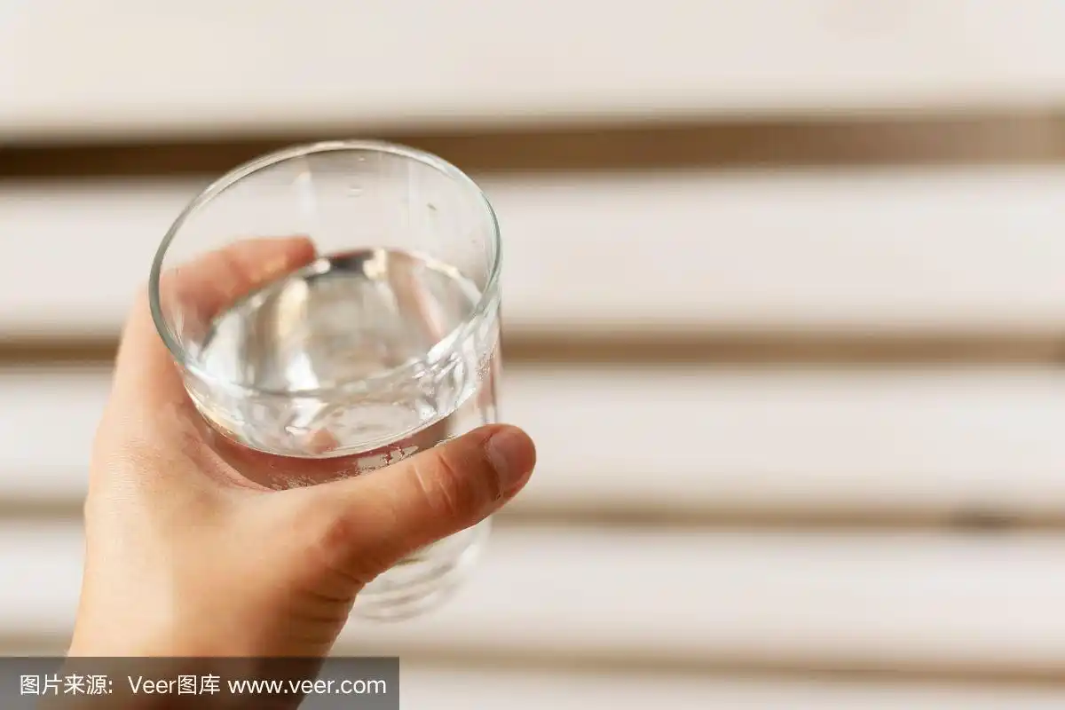 玻璃杯,拿着,水,女人,特写