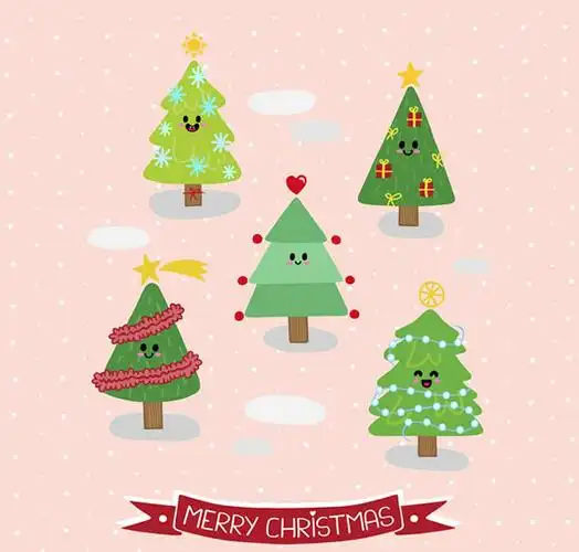可爱圣诞树矢量素材下载