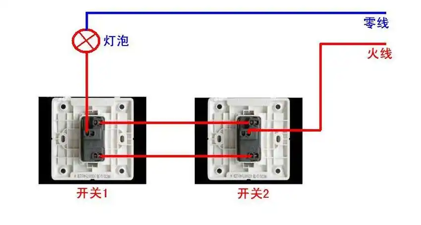 展开全部 看看下面单开双控开关接线图.